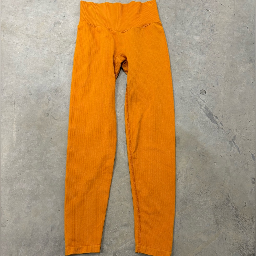 Victoria Secret Pink Contour XS Leggings Orange Athletic Compression Seamless‎